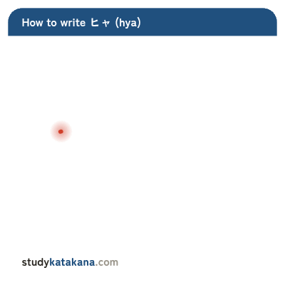 Animated stroke order for katakana ヒャ — four strokes in sequence