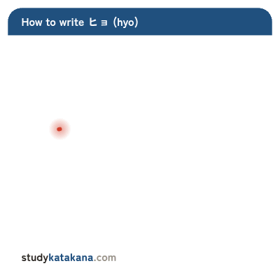 Animated stroke order for katakana ヒョ — five strokes in sequence