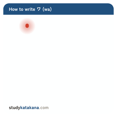 Animated stroke order for katakana ワ — two strokes in sequence